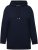 Ulla Popken Back Print Kangaroo Pocket Hoodie Navy - Puloverji & jopice - 