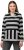 Ulla Popken Mixed Stripe Long Sleeve Hoodie Black - Puloverji & jopice - 
