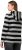 Ulla Popken Mixed Stripe Long Sleeve Hoodie Black - Puloverji & jopice - 