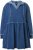 Ulla Popken Indigo Dyed Flounce Panel Hoodie Blue - Puloverji & jopice - 