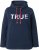 Ulla Popken TRUE Lettering Hoodie Navy Blue - Puloverji & jopice - 