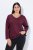Ulla Popken Back To Basics V-Neck Relaxed Fit Cotton Tee Dark Berry - Majice - Ženske majice večjih velikosti