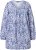 Ulla Popken Allover Printed Pleated Long Sleeve Tee Dark Blue - Natisnjene majice za ženske - 