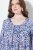 Ulla Popken Allover Printed Pleated Long Sleeve Tee Dark Blue - Natisnjene majice za ženske - Ženske majice s potiskom