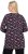 Ulla Popken Peppermint Tree V-Neck Holiday Cotton Long Sleeve Knit Tunic Black - Natisnjene majice za ženske - 