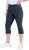Ulla Popken Bengaline Elastic Waist Stretch Capri Pants Navy Blue - Kavbojke & Hlače v Velikih Številkah – Plus Size - 