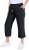 Ulla Popken Cool Linen Elastic Waist Capri Pants Black - Kavbojke & Hlače v Velikih Številkah – Plus Size - 