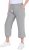 Ulla Popken Cool Linen Elastic Waist Capri Pants Light Grey Melange - Kavbojke & Hlače v Velikih Številkah – Plus Size - 
