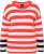 Ulla Popken Mixed Stripe Long Sleeve Sweater Hibiscus Red - Puloverji & jopice - 