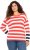 Ulla Popken Mixed Stripe Long Sleeve Sweater Hibiscus Red - Puloverji & jopice - 
