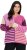Ulla Popken Patchwork Striped Long Sleeve V-Neck Sweater Raspberry - Puloverji & jopice - 