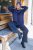 Ulla Popken Textured Glitter Embroidery Oversized Sweater Ink Blue - Puloverji & jopice - 