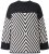 Ulla Popken Graphic Stripe Long Sleeve Turtleneck Sweater Black - Puloverji & jopice - 