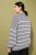 Ulla Popken Oversized Striped Balloon Sleeve Sweater Grey Melange - Puloverji & jopice - 