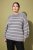 Ulla Popken Oversized Striped Balloon Sleeve Sweater Grey Melange - Puloverji & jopice - 