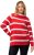 Ulla Popken Stripe Fine Knit Turtleneck Sweater Light Red - Puloverji & jopice - 