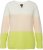 Ulla Popken Block Stripe Long Sleeve V-Neck Sweater Lime Green - Puloverji & jopice - 
