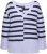 Ulla Popken Split Stripe Long Sleeve V-Neck Sweater Blue Grey - Puloverji & jopice - 