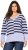 Ulla Popken Split Stripe Long Sleeve V-Neck Sweater Blue Grey - Puloverji & jopice - 