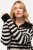 Ulla Popken Striped Troyer Collar Sweater Black - Puloverji & jopice - Udobni puloverji in pletenine