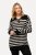 Ulla Popken Striped Troyer Collar Sweater Black - Puloverji & jopice - Udobni puloverji in pletenine
