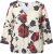 Ulla Popken Rose Print Faux Wrap Top Off-White - Majice - 