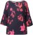 Ulla Popken Botanical Print Cold Shoulder Top Black - Majice - 