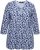 Ulla Popken Floral 3/4 Sleeve V-Neck A-Line Tee Blue - Majice - 