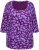 Ulla Popken Scribble Print Square Neck 3/4 Sleeve Tee Violet - Natisnjene majice za ženske - 