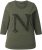 Ulla Popken Textured Lettering 3/4 Sleeve Tee Olive - Natisnjene majice za ženske - 