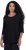 Ulla Popken Flower Epaulet 3/4 Sleeve Top Black - Natisnjene majice za ženske - 