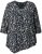 Ulla Popken Ribbon Print 3/4 Sleeve Asymmetric Tee Black - Natisnjene majice za ženske - 