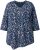 Ulla Popken Ribbon Print 3/4 Sleeve Asymmetric Tee Navy - Natisnjene majice za ženske - 