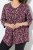 Ulla Popken Ribbon Print 3/4 Sleeve Asymmetric Tee Plum - Natisnjene majice za ženske - Ženske majice s potiskom