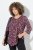Ulla Popken Ribbon Print 3/4 Sleeve Asymmetric Tee Plum - Natisnjene majice za ženske - Ženske majice s potiskom