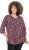 Ulla Popken Ribbon Print 3/4 Sleeve Asymmetric Tee Plum - Natisnjene majice za ženske - 