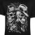 Kam Jeans 5796 Twin Gentleman Skull Print Tee Black - Kratke Majice - Moške kratke majice za močnejše postave
