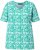 Ulla Popken Coral Reef Printed Short Sleeve V-Neck Tee Emerald - Natisnjene majice za ženske - 