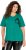 Ulla Popken Embroidered Face Motif Short Sleeve V-Neck Tee Emerald Green - Natisnjene majice za ženske - 