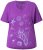 Ulla Popken Marine Print Short Sleeve Tee Purple - Natisnjene majice za ženske - 