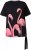 Ulla Popken Flamingo Short Sleeve Graphic Tee Black - Natisnjene majice za ženske - 