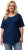 Ulla Popken Cold Dye Ruffle Edge Pocket Tee Dark Blue - Majice - 