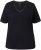 Ulla Popken Satin Trimmed Ribbed Jersey Short Sleeve T-Shirt Black - Majice - 