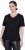 Ulla Popken Satin Trimmed Ribbed Jersey Short Sleeve T-Shirt Black - Majice - 
