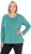 Ulla Popken Basic Round Neck Long Sleeve Slim Fit Cotton Tee Green - Majice - 