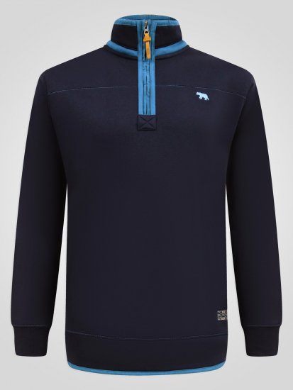 D555 Conway 2 1/4 Zip Neck Fleece Sweatshirt With Bear Logo Mornarska - Puloverji & jopice - Moški Puloverji & Jopice za Močnejše Postave