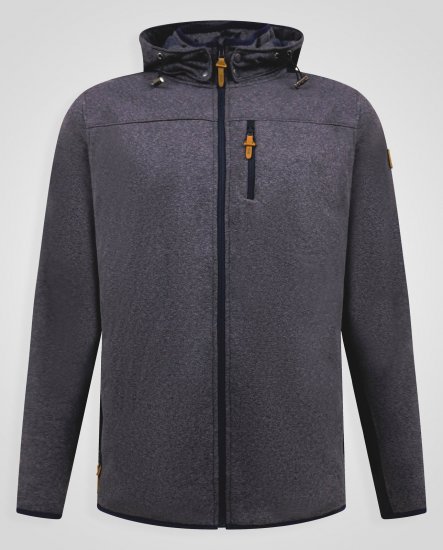 D555 Conrad Detachable Hood Bonded Fleece Zip Through Hoody Mornarska - Puloverji & jopice - Moški Puloverji & Jopice za Močnejše Postave