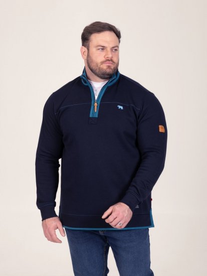 D555 Conway 2 1/4 Zip Neck Fleece Sweatshirt With Bear Logo Mornarska - Puloverji & jopice - Moški Puloverji & Jopice za Močnejše Postave