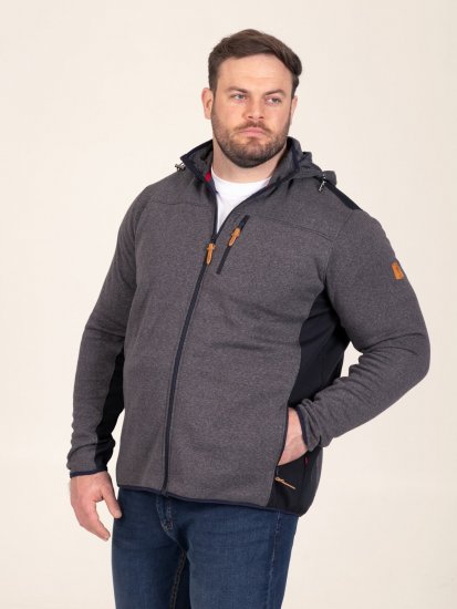 D555 Conrad Detachable Hood Bonded Fleece Zip Through Hoody Mornarska - Puloverji & jopice - Moški Puloverji & Jopice za Močnejše Postave