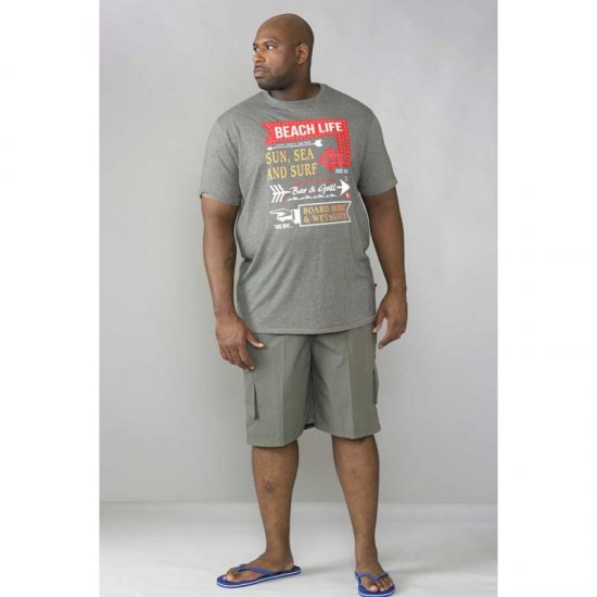 D555 Kennedy T-shirt Khaki Marl - Kratke Majice - Moške kratke majice za močnejše postave